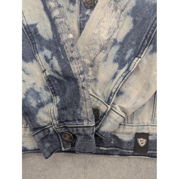 Encrypted Supply Company Jacket Mens Medium Blue Denim Tie Dye Trucker Jean Y2K - Picture 2 of 10
